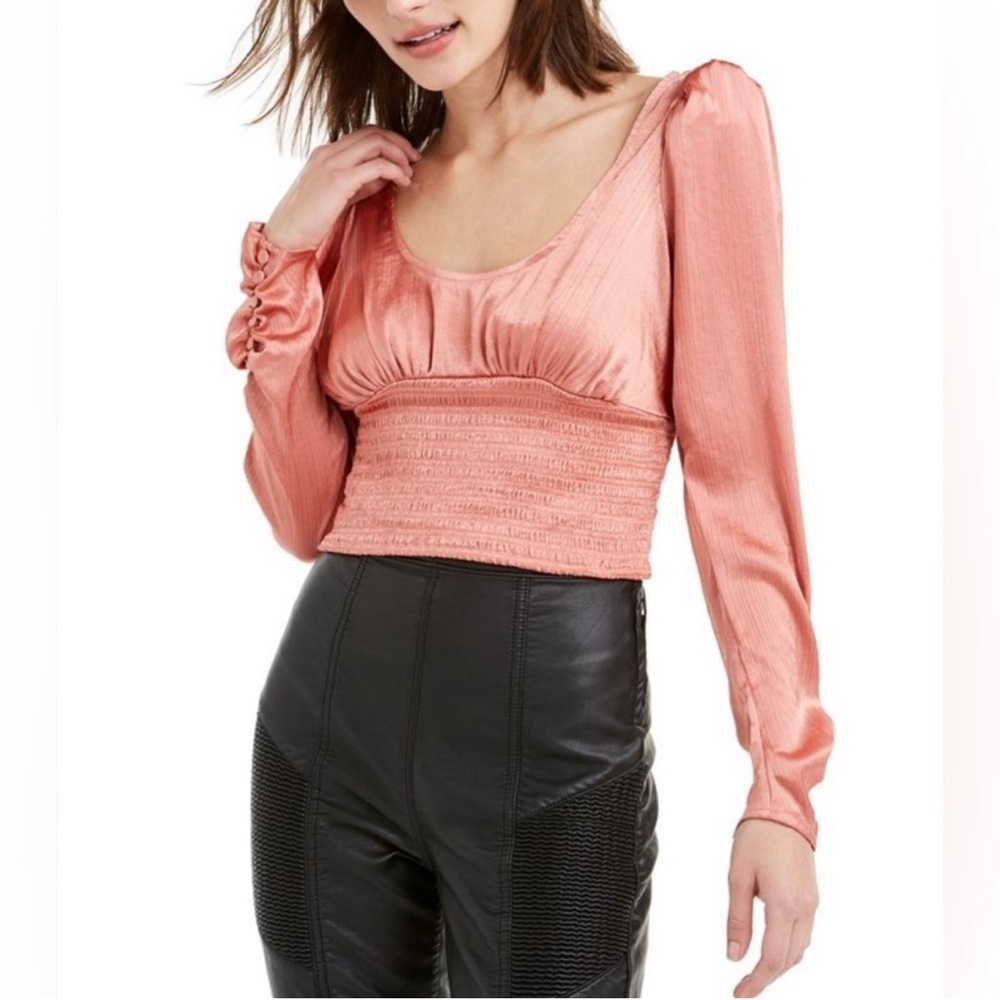 Free People Ladies Long Sleeve Santiago Blouse Pink Cinnamon Size Small